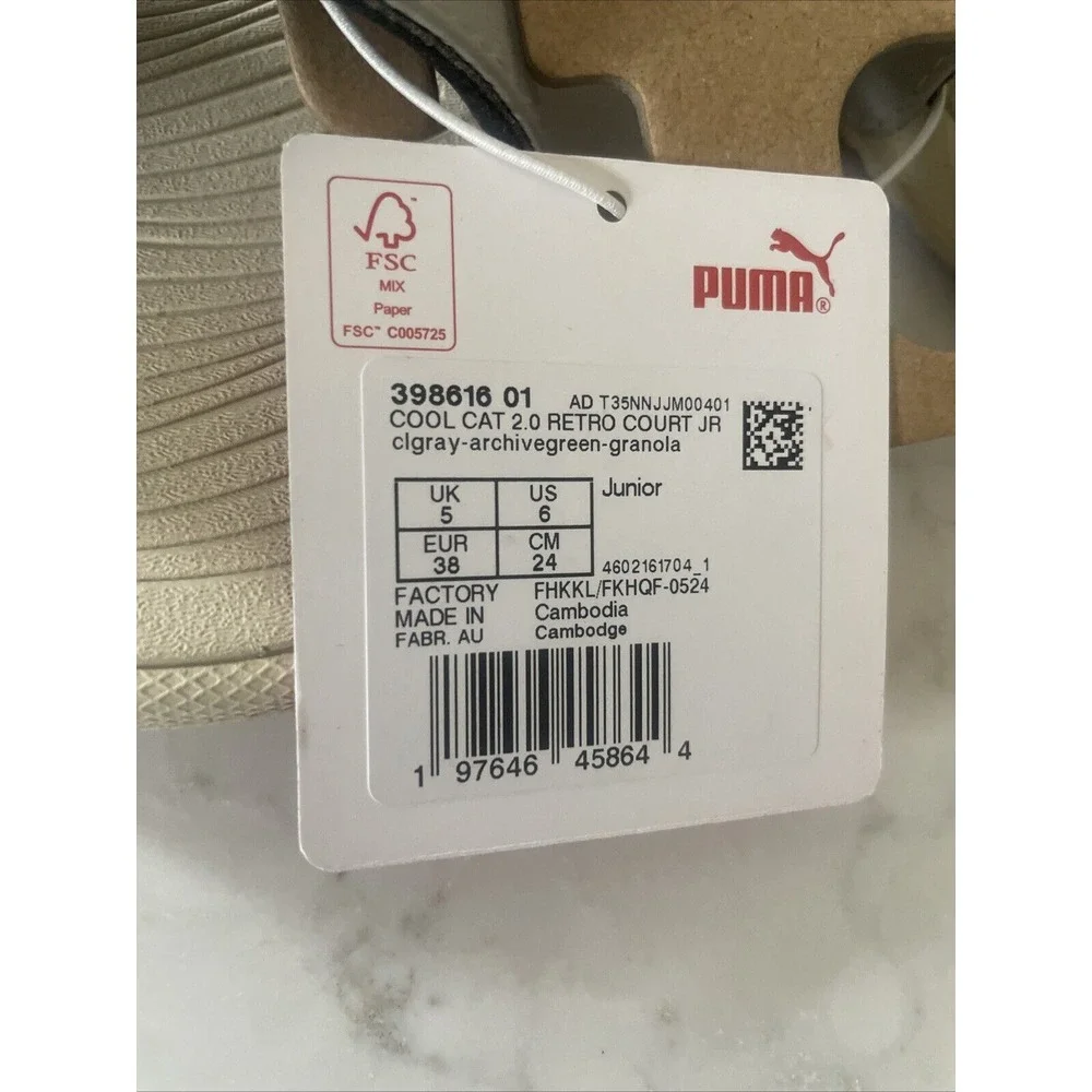 Puma Size 6 Junior‎ Cool Cat Sport Retro JR Slide Sandals Gray 398616-01 Kids